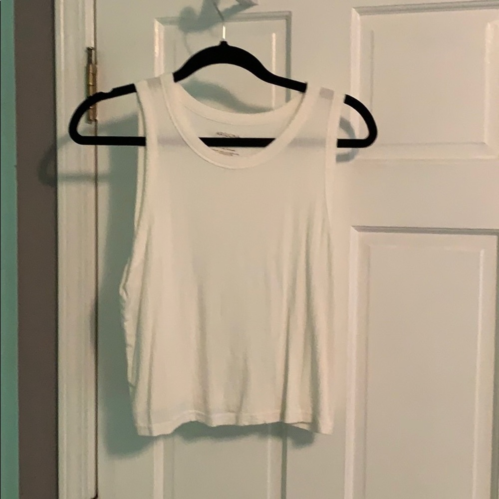 white cropped tank